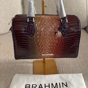Brahmin Stacy Autumn Ombre Mini Melbourne Satchel Croc Embossed Leather NWT